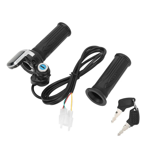Twist Throttle Grips For Electric Bikes And Motor Scooters With LED Power Indicator And Lock Key Set 48V Compatible ABS Durable Handle Grips Replacement Upgrade For Daily Riding