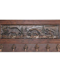 Rock Solid Wall Mounted Coat Rack Featuring Creative Embossed Design And Sturdy Zinc Alloy Hooks with bear motif and pine cone hooks.