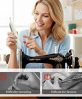 Smiling woman using 2 In 1 Needle Threader And Seam Ripper For Sewing Enthusiasts And Seniors next to sewing machine
