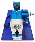 IntXanth All-Metal Mini Wood Lathe Machine Spinning At 20000Rpm For Precision Hobbyist Carving Turn Soft Metals And Plexiglass Crafts With Ac100-240V Power Durable Build on blue base.