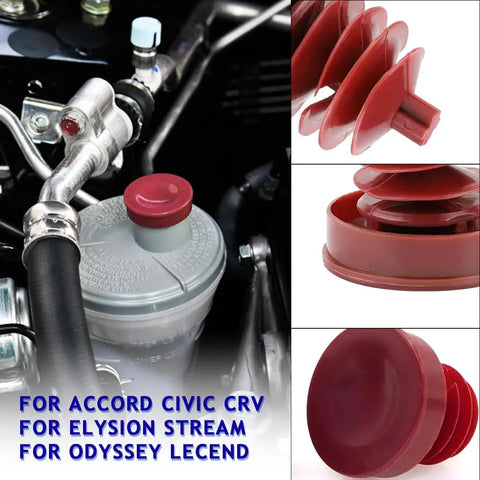 Slick Red Power Steering Reservoir Cap Pair Hella Durable Abs Plug Cover for Honda Acura steering systems.