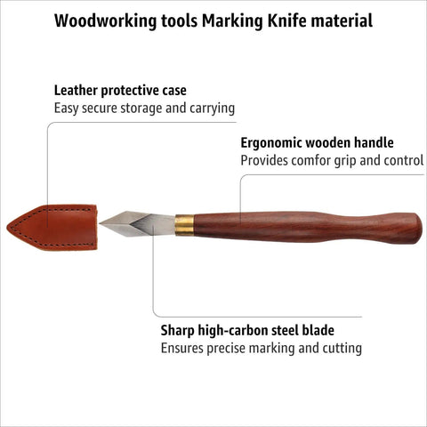 Top Shelf Precision Woodworking Marking Knife Bang On Dovetail Layout Scriber For Hella Clean Cut Lines High Carbon Steel Heavy Duty Carpenter Shop Tool in leather case with ergonomic wooden handle