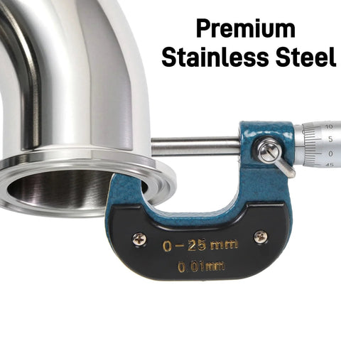 YIMITEE 2-pack sanitary ferrule elbow, 90-degree blue stainless steel tri-clamp fitting, 50 mm OD