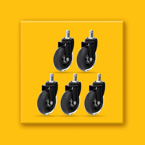 3 Inch Swivel Caster Wheels Black 5 Pack For Chairs Low Profile Smooth Glide With Nylon Rubber And Soft Polyurethane Wheels