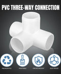 20 Pack 1/2 Inch Four Way PVC Fittings Furniture Grade Pipe Elbow Connectors with Three-Way Connection in Bright White Finish