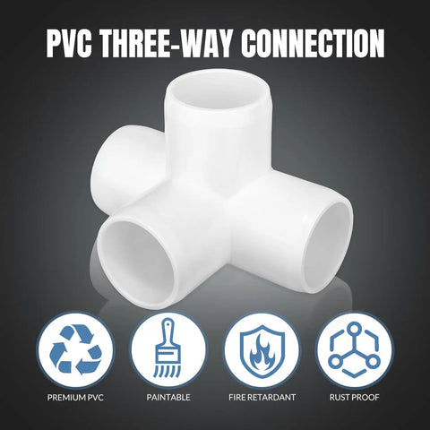 20 Pack 1/2 Inch Four Way PVC Fittings Furniture Grade Pipe Elbow Connectors with Three-Way Connection in Bright White Finish
