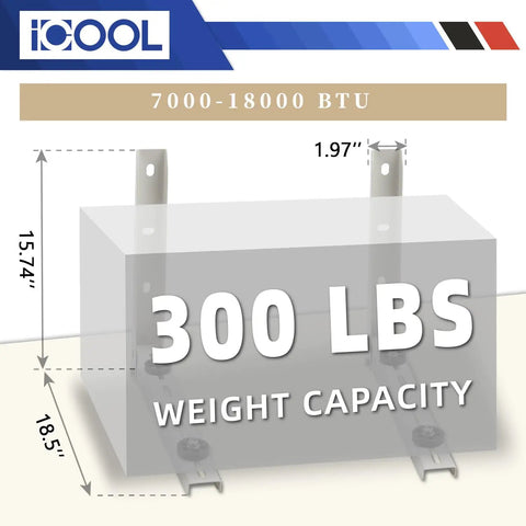 Heavy Duty Outdoor Mini Split Wall Mount Bracket For 7000 To 18000 BTU Ductless ACs And Heat Pumps with 300 lb capacity illustration