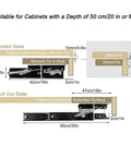 Diagram of Heavy Duty Hidden Drawer Slides With Smooth As Butter Glide Versatile 16 Inch for Cabinets 50 cm or deeper.