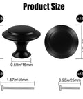 Detailed dimensions of Set Of 18 Black 30mm Cabinet Knobs And Drawer Pulls With Screws For Dressers And Kitchens Durable Matte Finish Easy Install