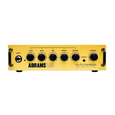 Front view of Abrams100 100W Guitar Amp Head With Class D Power, showcasing controls for gain, bass, mid, treble, reverb, bright.
