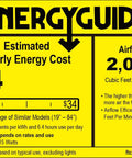 EnergyGuide label for Tropical Ceiling Fan With Light And Remote 52 Inch Palm Leaf Blades Indoor Outdoor Gold Finish