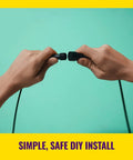 Hands connecting cables of Color Changing Outdoor Spotlight Extension Kit With Weatherproof Plug And Play Setup Low Voltage Lighting