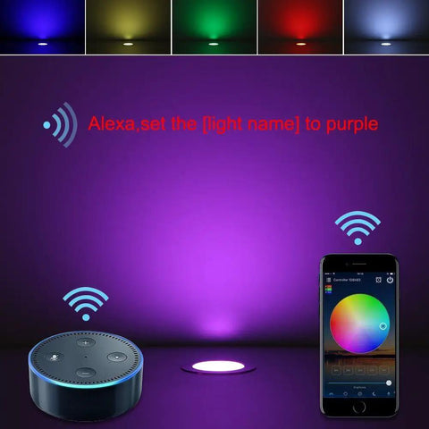 Outdoor RGB Deck Lights 30 Pack Waterproof Recessed 12V Low Voltage LED With Remote And App Control, Alexa voice command scene