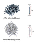 50Pcs Self-Drilling Drywall Anchors And Screws Kit With Nylon Wall Plugs For Plasterboard, Yellow Zinc-Plated Carbon Steel, Rust-Resistant, No-Prep Install, Self-Tapping Screws For Secure Wall Mounts And Heavy Stuff, 38mm screw and 42mm anchor
