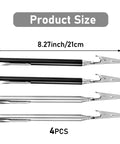 Four-piece Stainless Steel Alligator Clips Set With Telescopic Wire Clamps And Pen Clip, 8.27 inch length shown horizontally