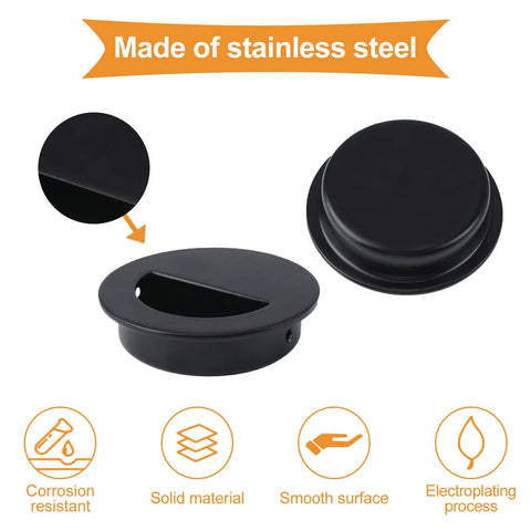 Hidden Concealed Recessed Sliding Door Pull Handles Set In Black Stainless Steel, 8 Pack shown with solid stainless material detail.