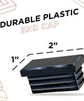 Ribbed 1x2 Inch Plastic Hole Caps For Rectangular Tubing, Black End Caps, durable and weather resistant, close-up view