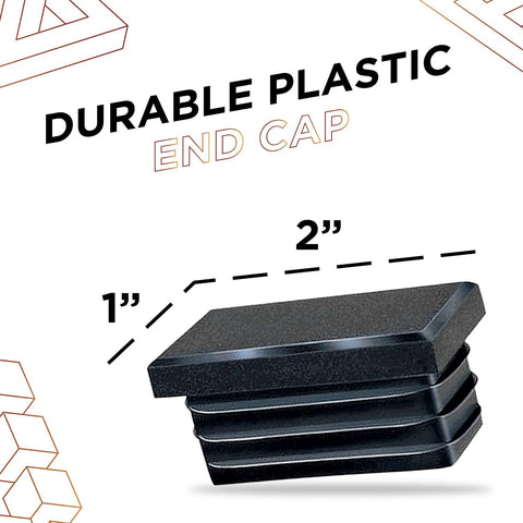 Ribbed 1x2 Inch Plastic Hole Caps For Rectangular Tubing, Black End Caps, durable and weather resistant, close-up view