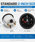 Boat Fuel Gauge 2 Inch 52mm Red With ABS And Metal Shell Built Tough Scratch Resistant And Corrosion Resistant Marine Fuel Meter Easy Install Shows E Half F For Boat Fuel Level, front view