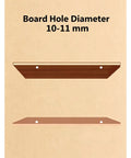 Heavy Duty Shelf Support Brackets For Cabinets And Closets Solid Wood Board Reinforcement showing 10-11 mm board hole diameter.