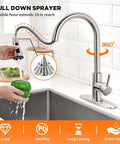 Brushed Nickel Kitchen Faucet With Pull Down Sprayer And 18 Inch Hose One Hole Deck Mount Single Lever Handle Stainless Steel Build