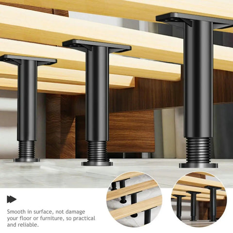 2 Pack Adjustable Bed Frame Support Legs with Heavy Duty Metal Bases and Floor Protection, Easy to Install and Remove