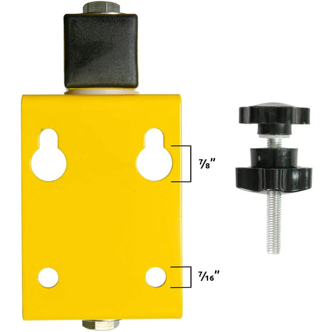 Heavy Duty Led Loading Dock Swing Arm Light 2 Pack showing yellow mounting bracket with adjustable parts and measurements.