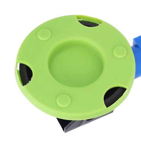 Close-up of Heavy Duty 3 Inch Vacuum Suction Cup Dent Puller with rubber hand pump, showing green suction cup detail.