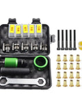 Turn Your Electric Drill Into A Rad Riveting Beast With AugustknowU Kit, Featuring 5 Mandrels And 20 Nuts For Sleek Automotive Repairs And Epic Home Improvement Projects That Make Quick Work Of Any Tough Job. compact steel drill rivet adapter kit with 5 mandrels and 20 brass nuts in case