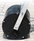 Manual Seeding Tool With Hand Push Roller Seeder for Walk Behind Row Crops, close-up of durable steel roller part