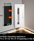 Semi Recessed Fire Extinguisher Cabinet For 10 Pound Dry Chemical Extinguisher Unit Industrial Wall Mount Box With Handle Door White Finish 4 Inch Wall Depth Easy Install Built In Mounting Quick Access Fits Extinguishers Up To 24 Inches High