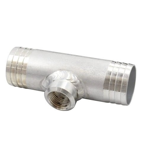 Aluminum tee connector from Auxiliary Fuel Tank Install Kit for Ford Super Duty F250 F350 1999 2022 Gravity Fueled System