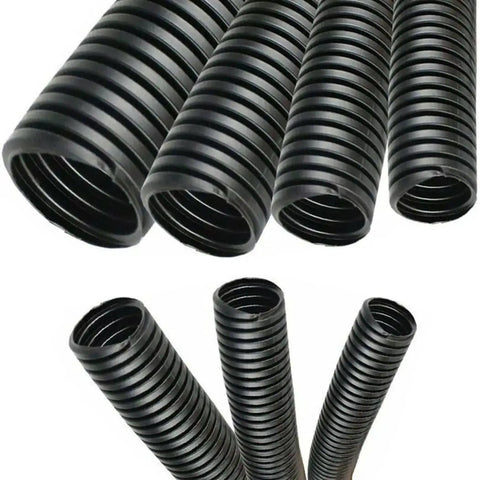 2 Inch Wire Loom Conduit Corrugated Black Polypropylene Non Slit Flex Tubing 10 Feet Tough As Nails Heavy Duty Protection For Harsh Environments Resists Water Oils And Chemicals Operates In Minus Thirty To One Hundred Ten Degrees Celsius