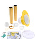 Premium Freestanding Tub Drain Kit With Tail Pipe Adapter For Bathtub Rough In Plumbing Connector No Sweat DIY Install components including gold pipes.