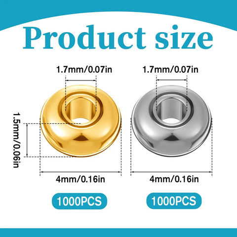 2000 Pcs Gold And Silver Spacer Beads 4Mm Flat Round Disc Beads For DIY Jewelry Making Bracelets And Necklaces Gold Tone And Silver Tone 1.5Mm Hole 4x1.7Mm Bulk Craft Supplies For Bead Crafters