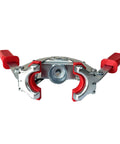 Manual Beer Bottle Capper Tool With 150 Count Caps 26mm Crown Cap Press for home brewing with red non-slip handle and steel frame.
