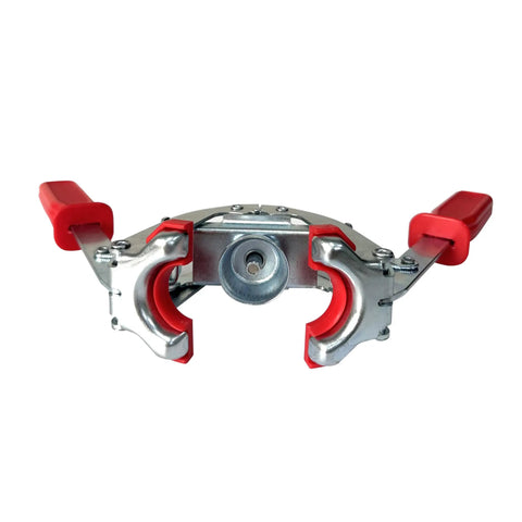 Manual Beer Bottle Capper Tool With 150 Count Caps 26mm Crown Cap Press for home brewing with red non-slip handle and steel frame.