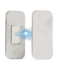 Premium Magnetic Cabinet Door Catch Silver Set For Secure Drawer Closures, two stainless steel pieces for quiet use.