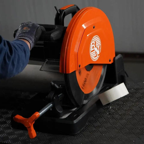 5 Inch Cutting Edge Chop Saw with 14 Inch Blade for Burr Free Cutting and Low Vibration Lock and Cut Clamp with V Block