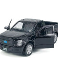1/36 Scale Diecast Pickup Truck With Trailer And Horse Transporter Open Doors Farm Rig, black toy with open doors, rubber tires