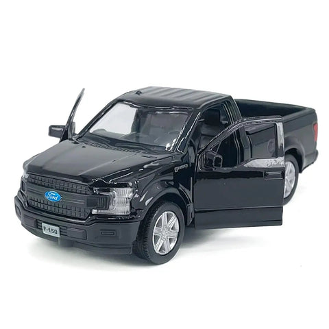 1/36 Scale Diecast Pickup Truck With Trailer And Horse Transporter Open Doors Farm Rig, black toy with open doors, rubber tires