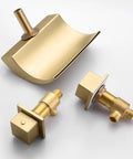 Waterfall Tub Faucet With 3 Hole Deck Mount Brushed Gold Finish For Roman Tubs High Flow 14.19 GPM At 60 PSI components