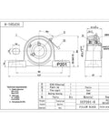 Technical drawing of Heavy Duty Pillow Block Bearing Set Pack Of 2 Mounted Pillow Block Bearings Chrome Steel AISI 52100