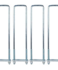 Four Pack Three And A Half Inch By Twelve Inch Square Bend U Bolt Kit With Five Eighths Inch Diameter Heavy Duty Steel Bolts And One And One Eighth By Five And A Half Inch Tie Bars For Truck Chassis Universal Joint U Bolt Set