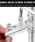 Person using Stripped Screw Extractor Kit With Allen Wrenches For Broken Bolts Faucets And Pipes One Half Inch And Three Quarter Inch Easy Out Broken Screw Removal Tool for repairs.