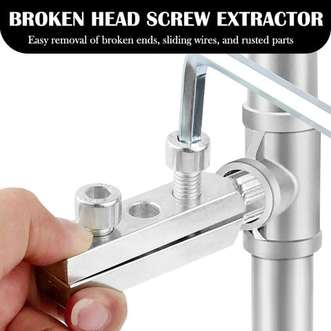 Person using Stripped Screw Extractor Kit With Allen Wrenches For Broken Bolts Faucets And Pipes One Half Inch And Three Quarter Inch Easy Out Broken Screw Removal Tool for repairs.