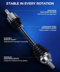 Front Driver Side CV Axle Shaft Straight Bolt On Replacement For Toyota Corolla And Pontiac Models, showing durable shaft and neoprene boots.
