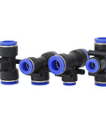 Grab This Awesome 100 Piece Pneumatic Push To Connect Fitting Kit With Quick Hose Assembly For Air And Water Systems Matching 4Mm 6Mm 8Mm 10Mm 12Mm 14Mm 16Mm Tubing Perfect For Compressors And Industrial Gear. Black push-to-connect fittings with blue rings