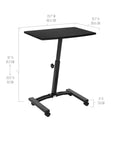 On Wheels Height Adjustable Laptop Desk For Home Office And Classroom Use, A Mobile Sit Stand Workstation With Locking Twist Knob
