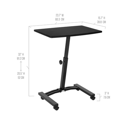 On Wheels Height Adjustable Laptop Desk For Home Office And Classroom Use, A Mobile Sit Stand Workstation With Locking Twist Knob